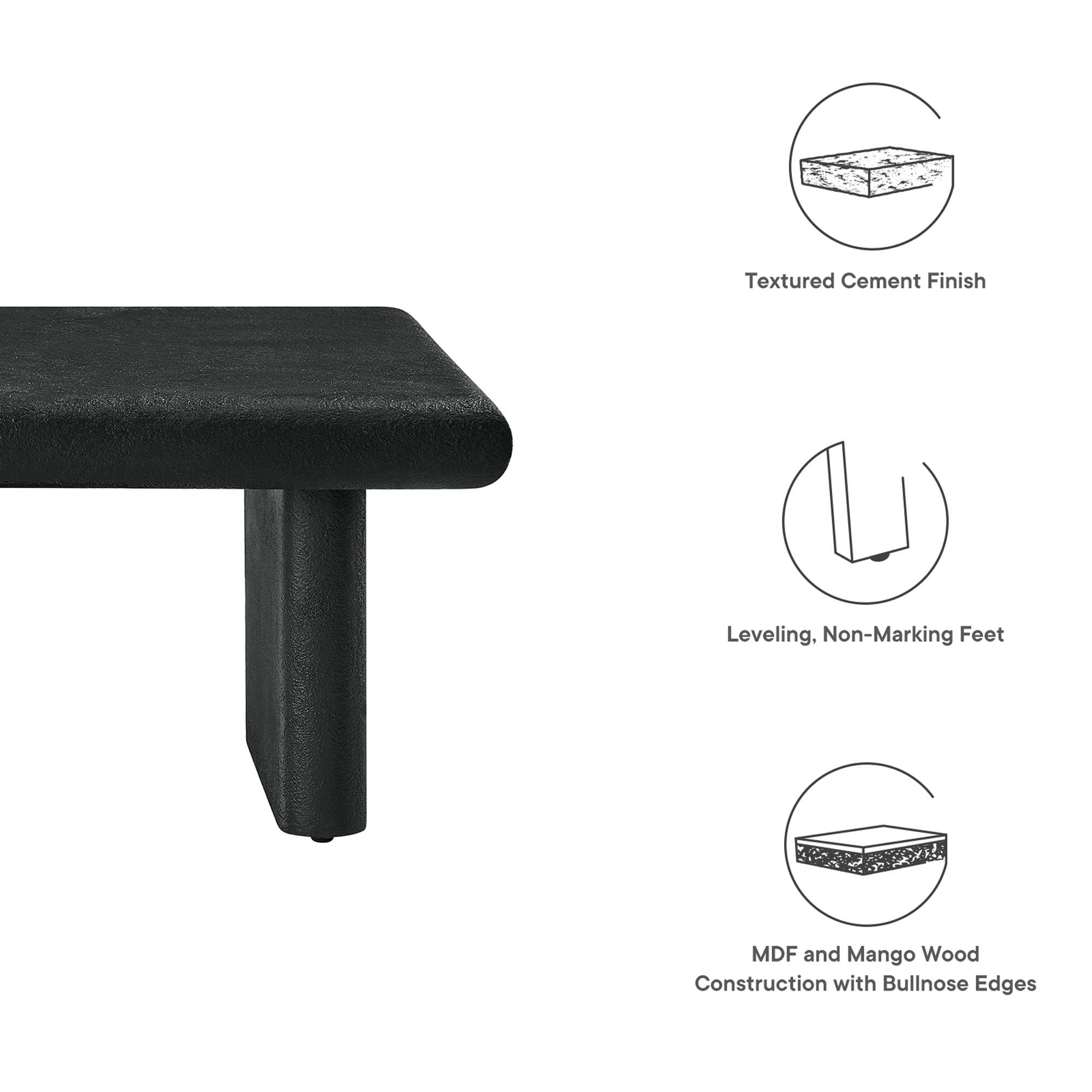 Relic Concrete Textured Coffee Table - Black