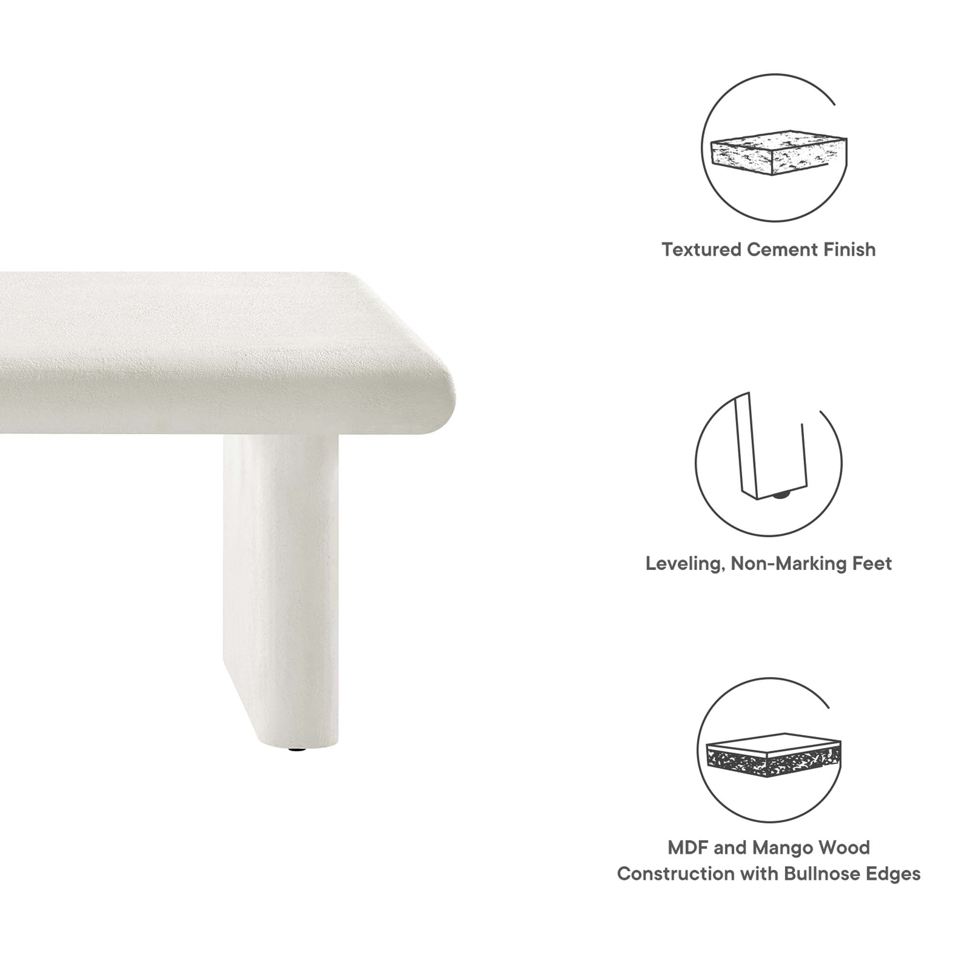Relic Concrete Textured Coffee Table - White
