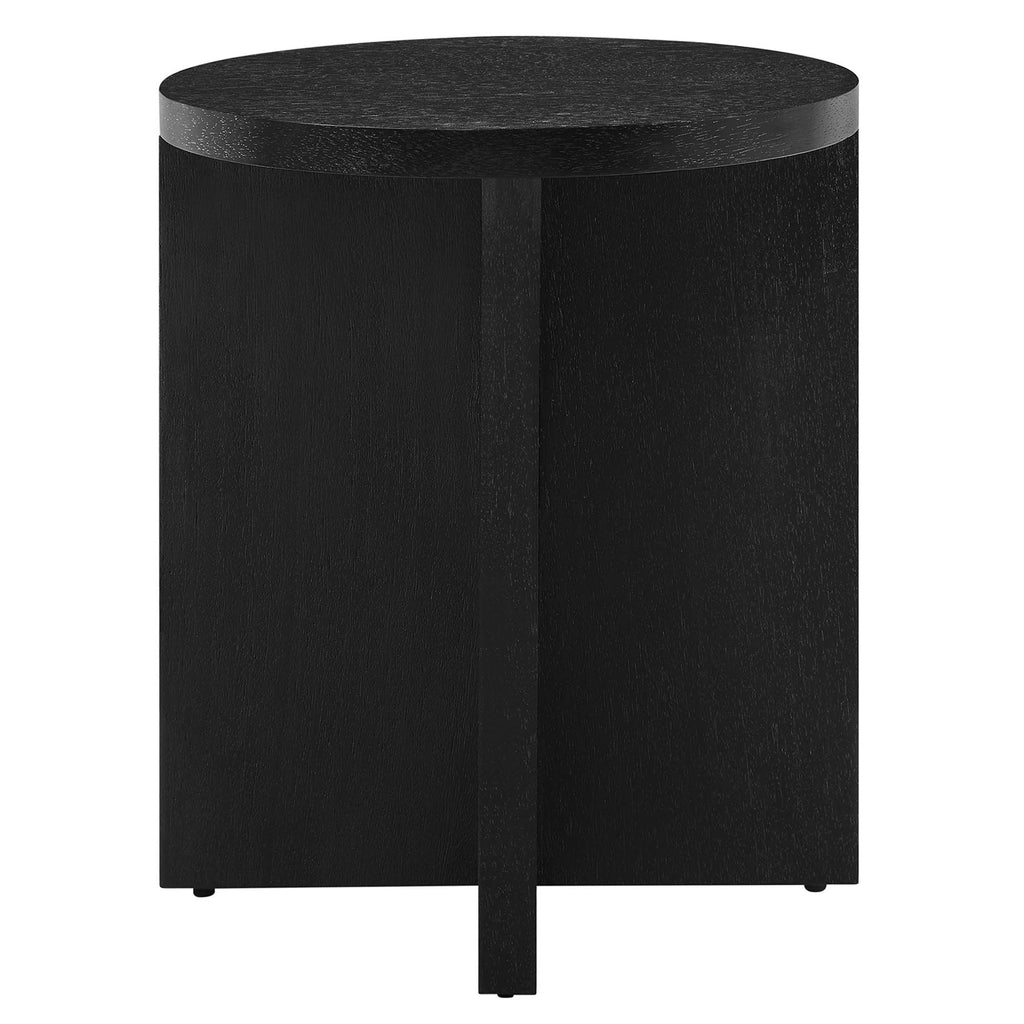 Silas Round Wood Side Table - Black