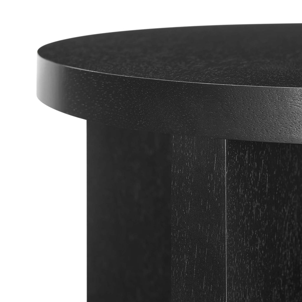 Silas Round Wood Side Table - Black