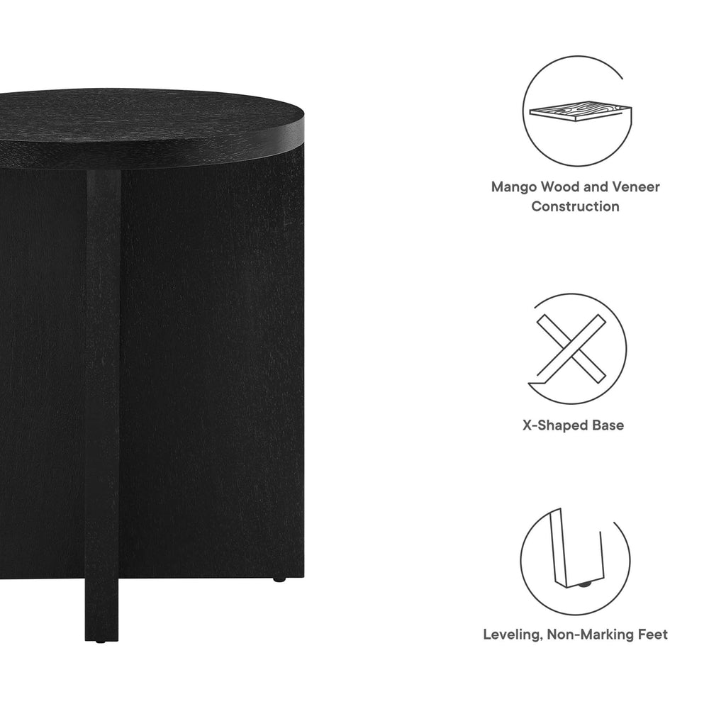 Silas Round Wood Side Table - Black