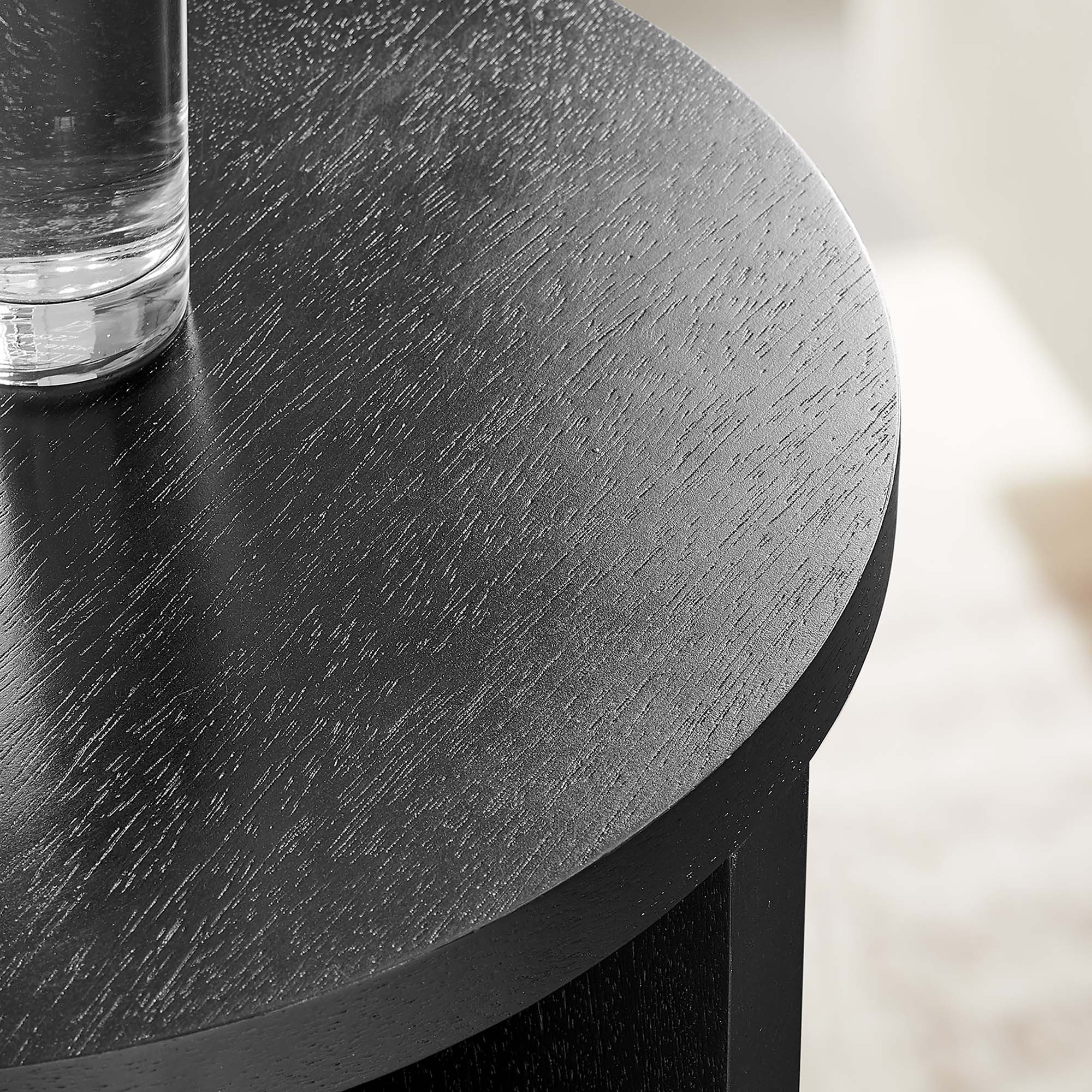 Silas Round Wood Side Table - Black