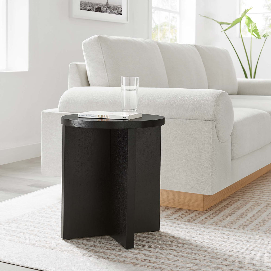 Silas Round Wood Side Table - Black