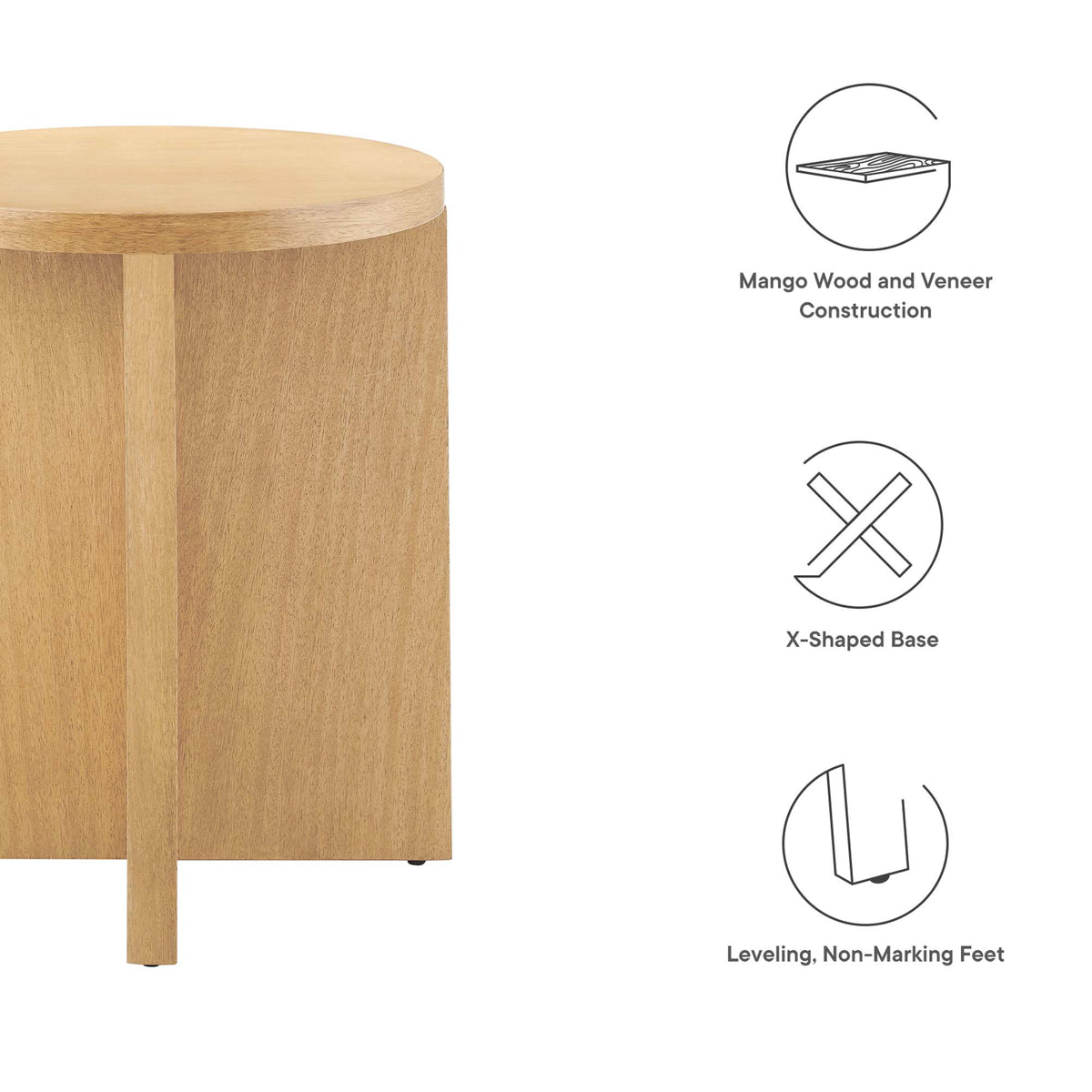 Silas Round Wood Side Table - Natural