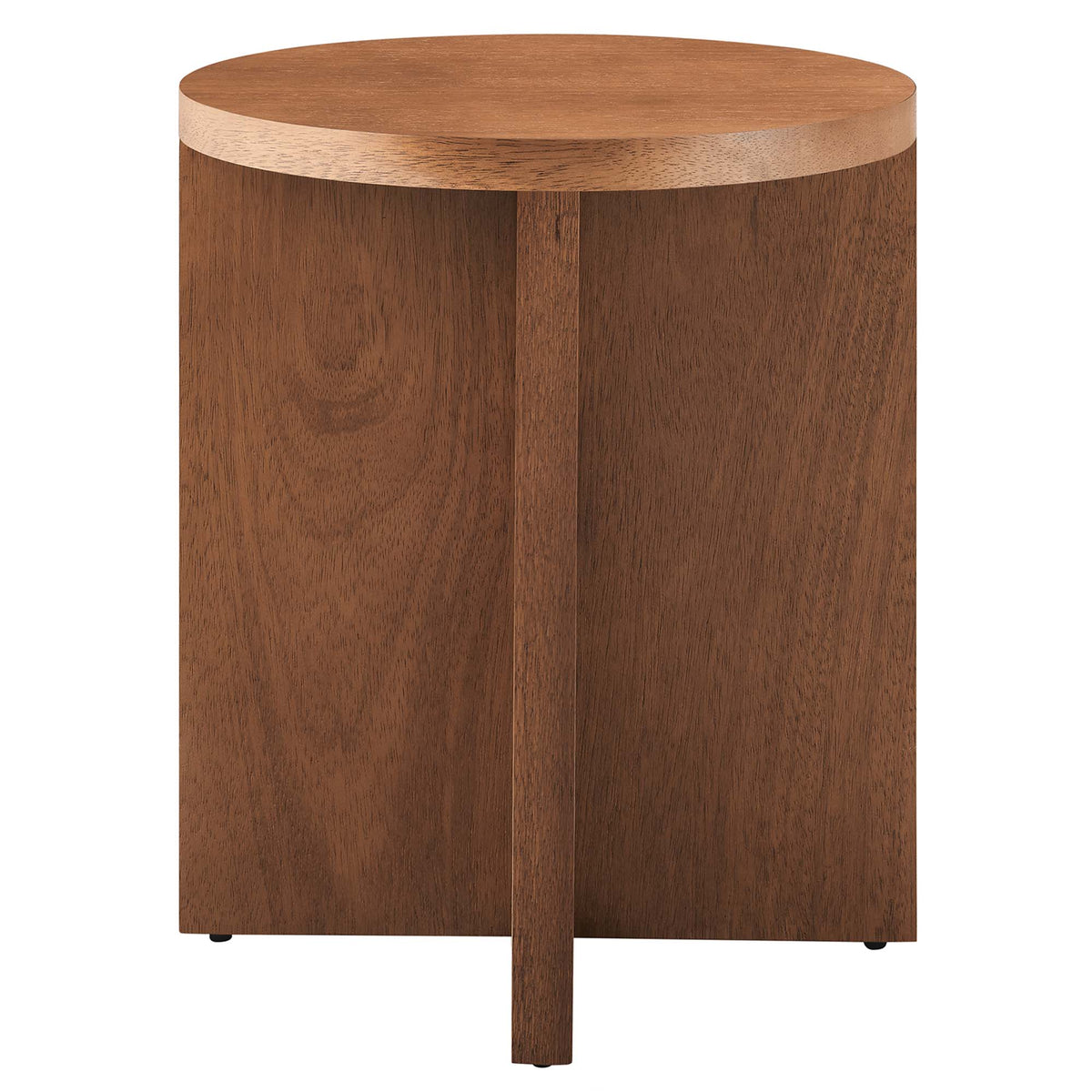 Silas Round Wood Side Table - Walnut