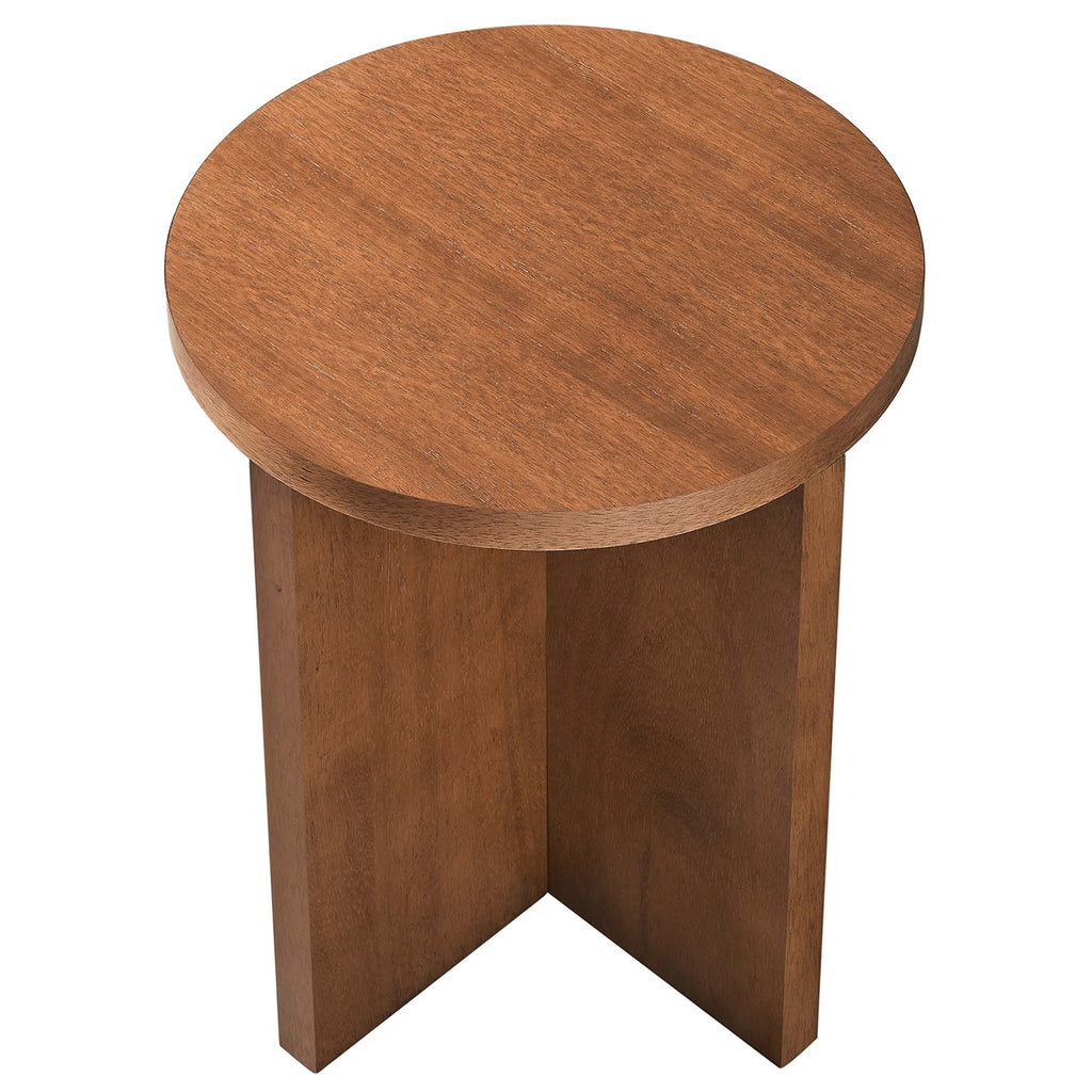 Silas Round Wood Side Table - Walnut