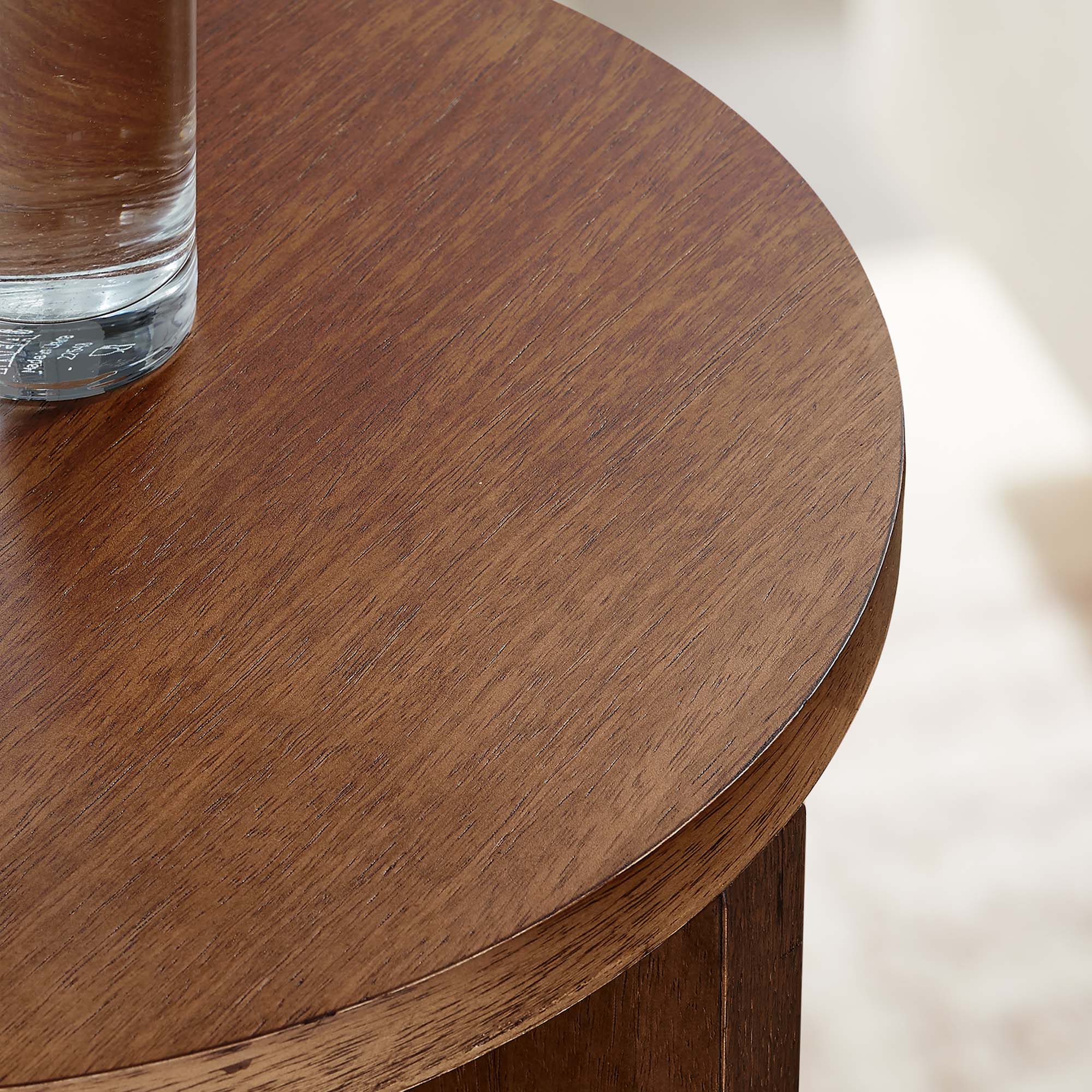 Silas Round Wood Side Table - Walnut