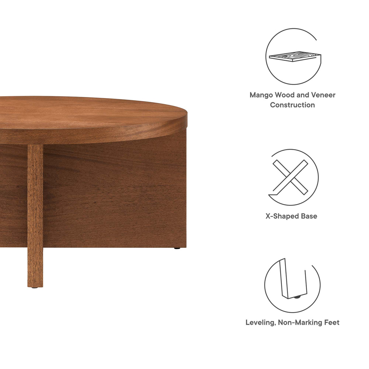 Silas Round Wood Coffee Table - Walnut