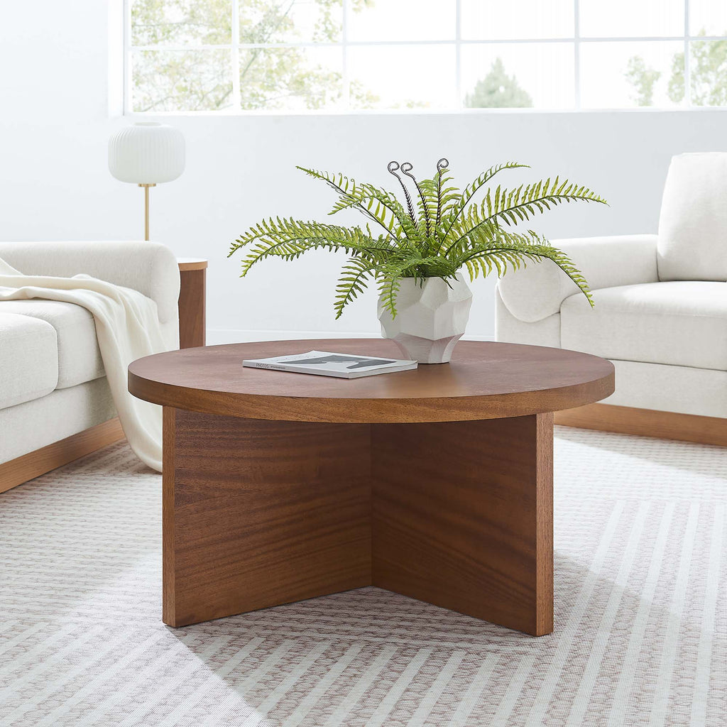 Silas Round Wood Coffee Table - Walnut