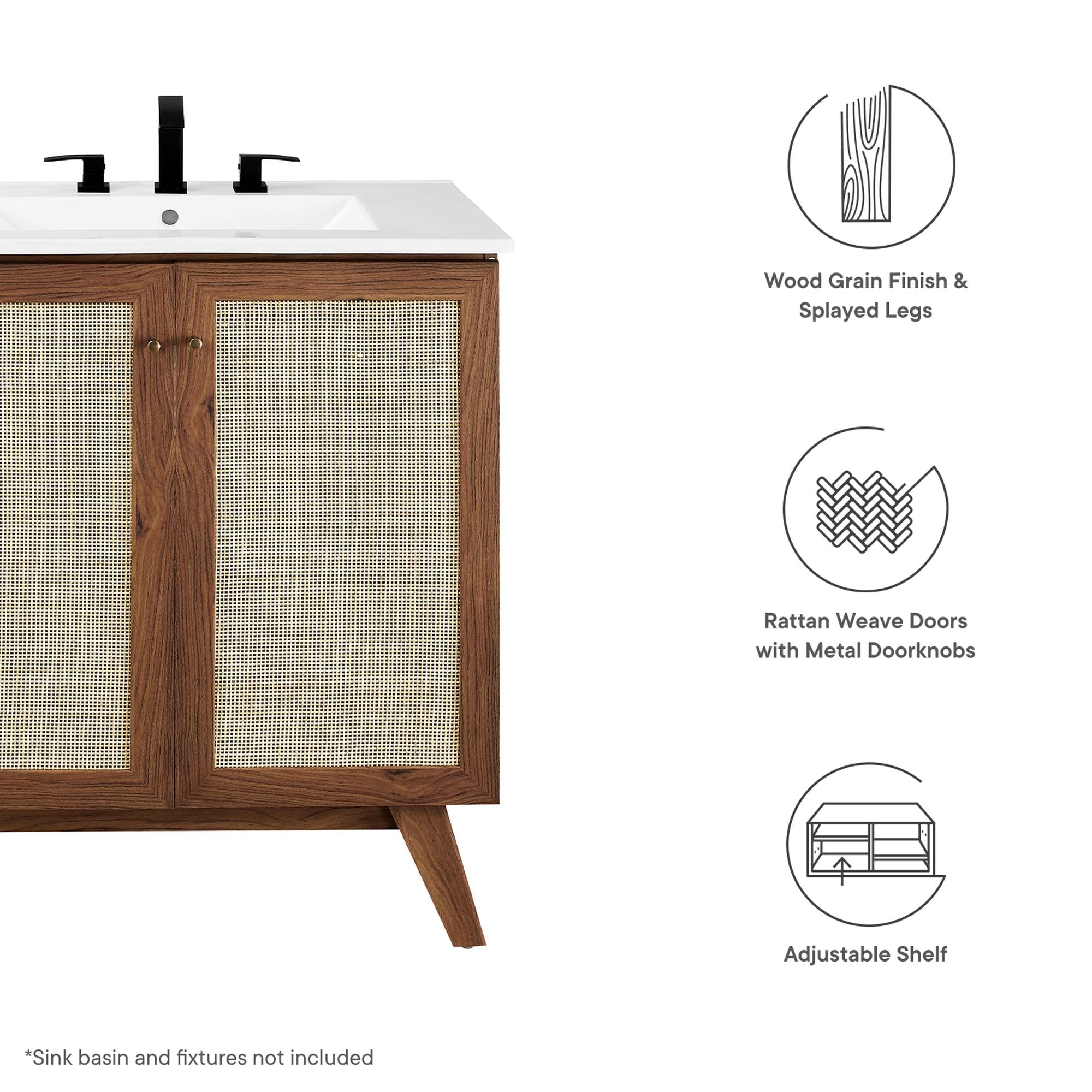 Soma 30" Bathroom Vanity Cabinet (Sink Basin Not Included) - Walnut