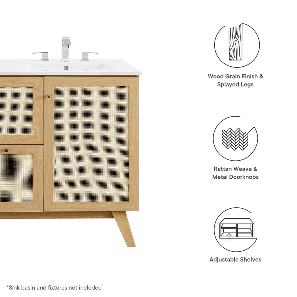 Soma 48" Single or Double Sink Compatible Bathroom Vanity Cabinet (Sink Basin Not Included) - Oak