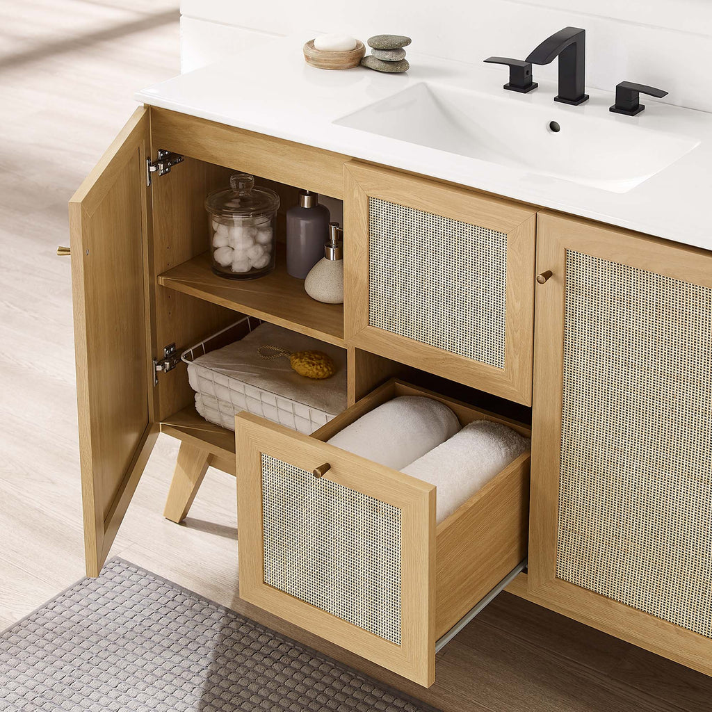 Soma 48" Single or Double Sink Compatible Bathroom Vanity Cabinet (Sink Basin Not Included) - Oak