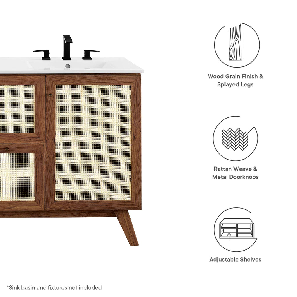 Soma 48" Single or Double Sink Compatible Bathroom Vanity Cabinet (Sink Basin Not Included) - Walnut