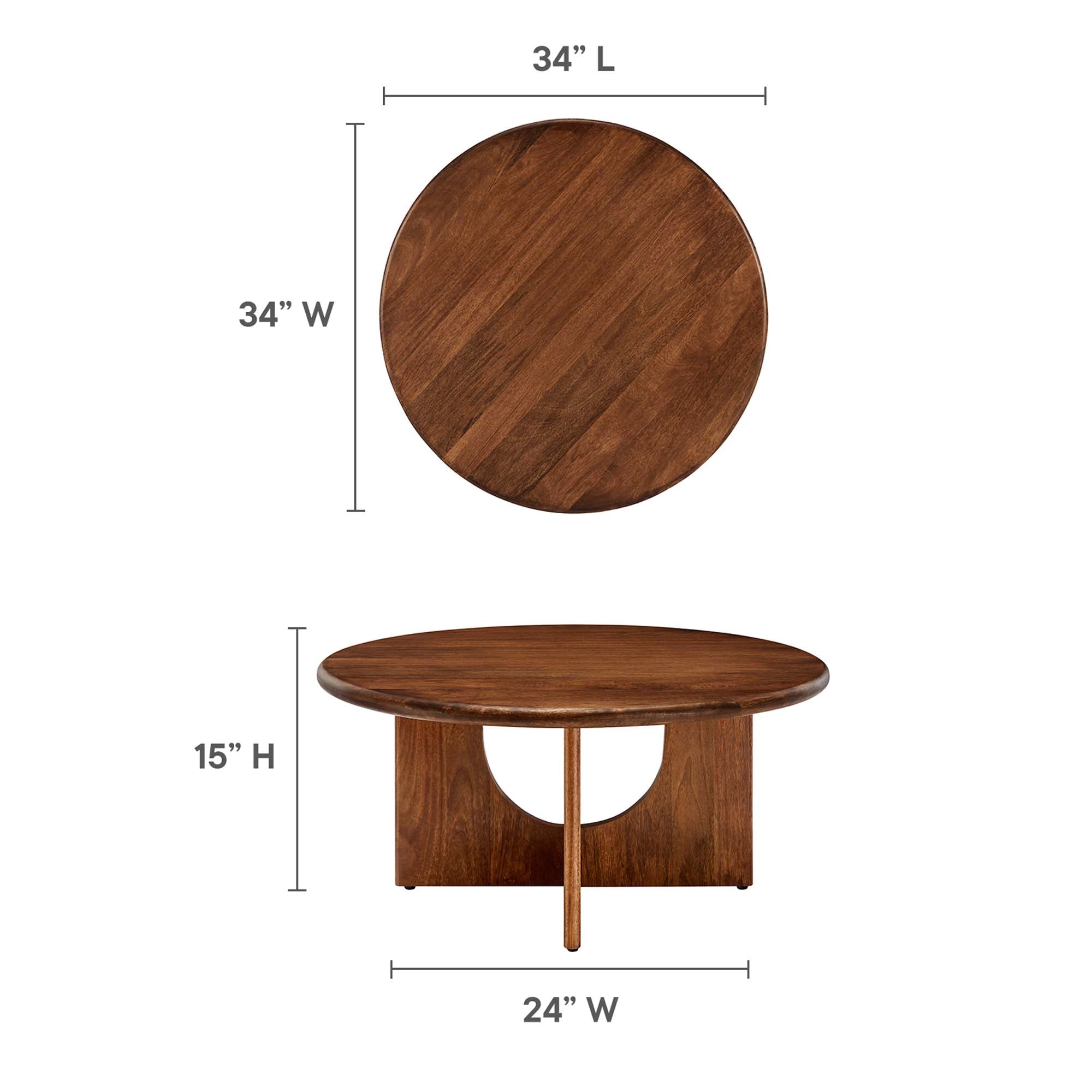 Rivian Round 34" Coffee Table - Walnut