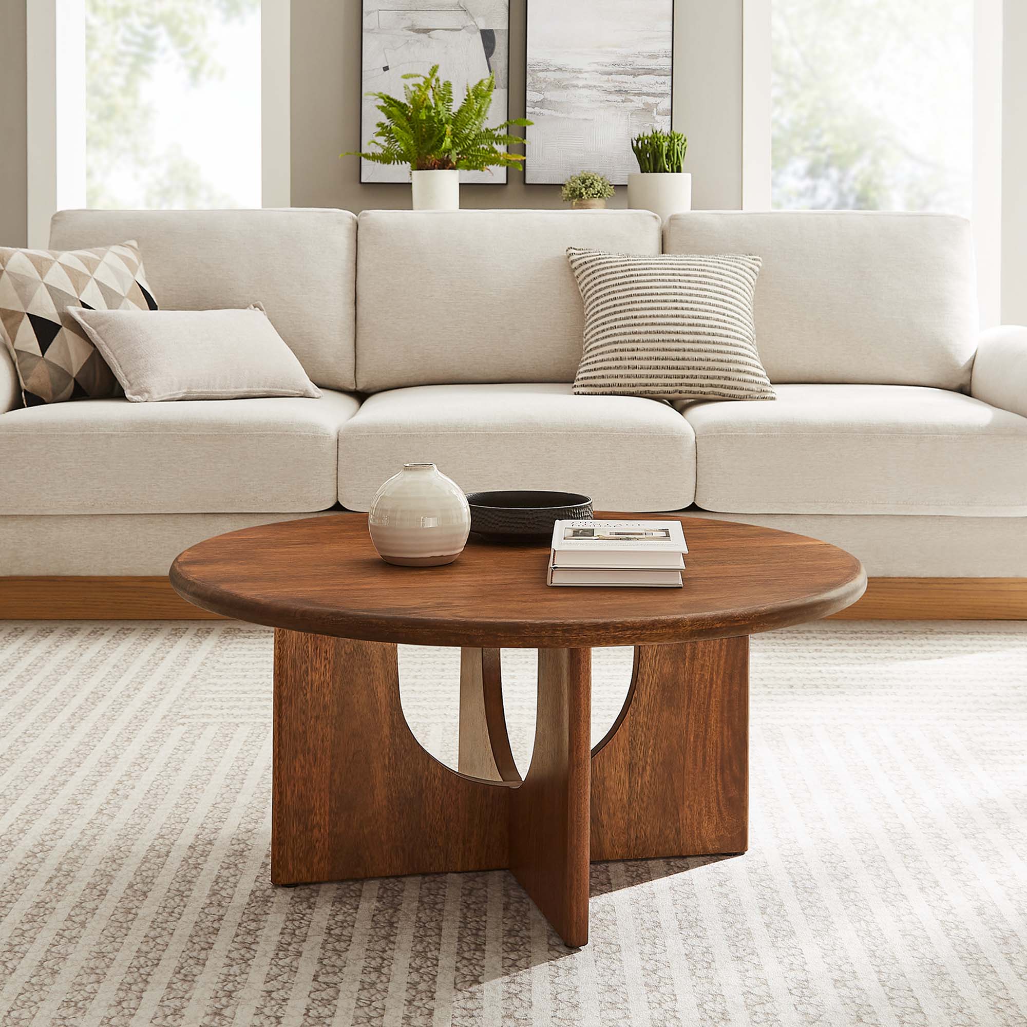 Rivian Round 34" Coffee Table - Walnut