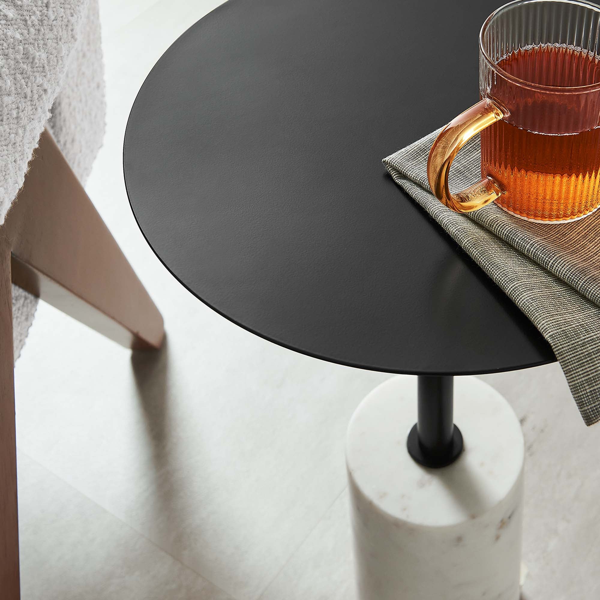 Lyric Round Side Table - White Black