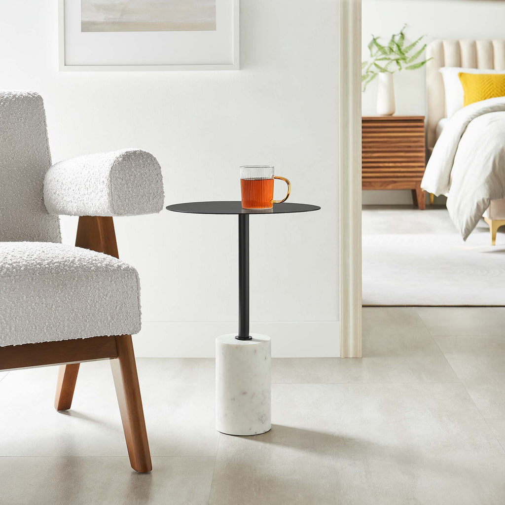 Lyric Round Side Table - White Black