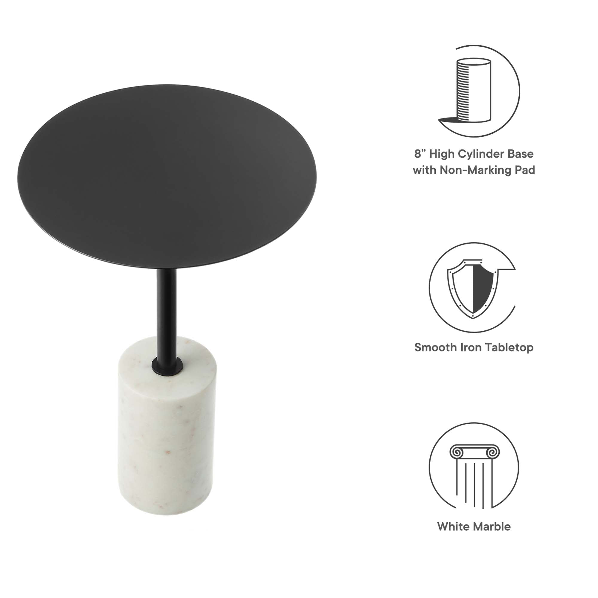 Lyric Round Side Table - White Black
