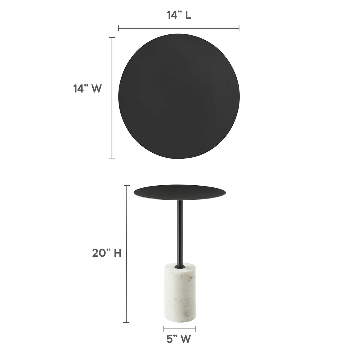 Lyric Round Side Table - White Black