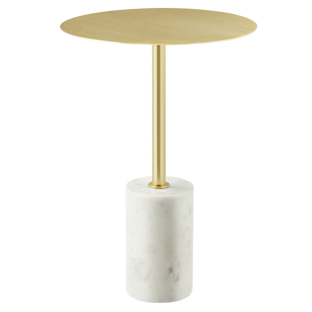 Lyric Round Side Table - White Brass