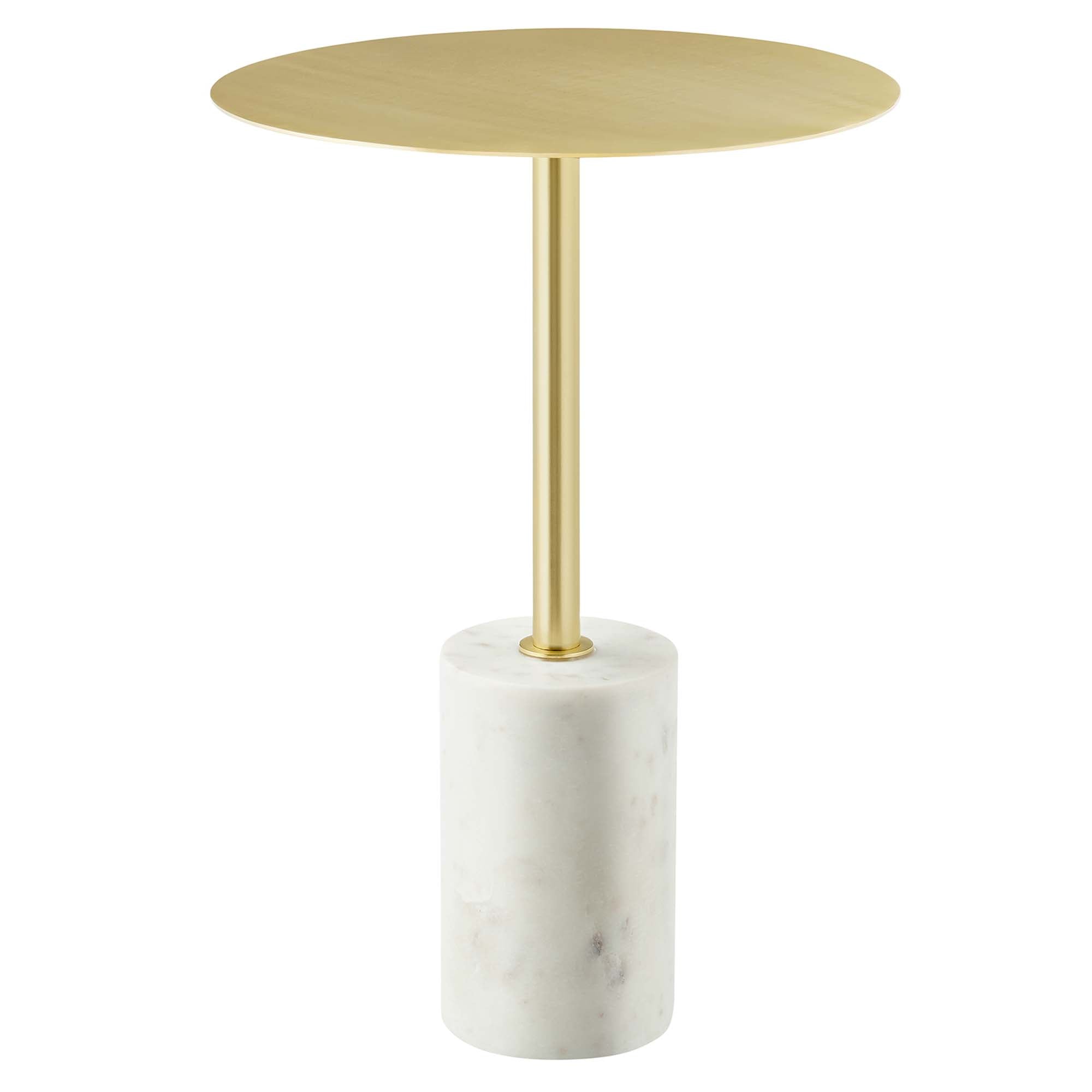 Lyric Round Side Table - White Brass