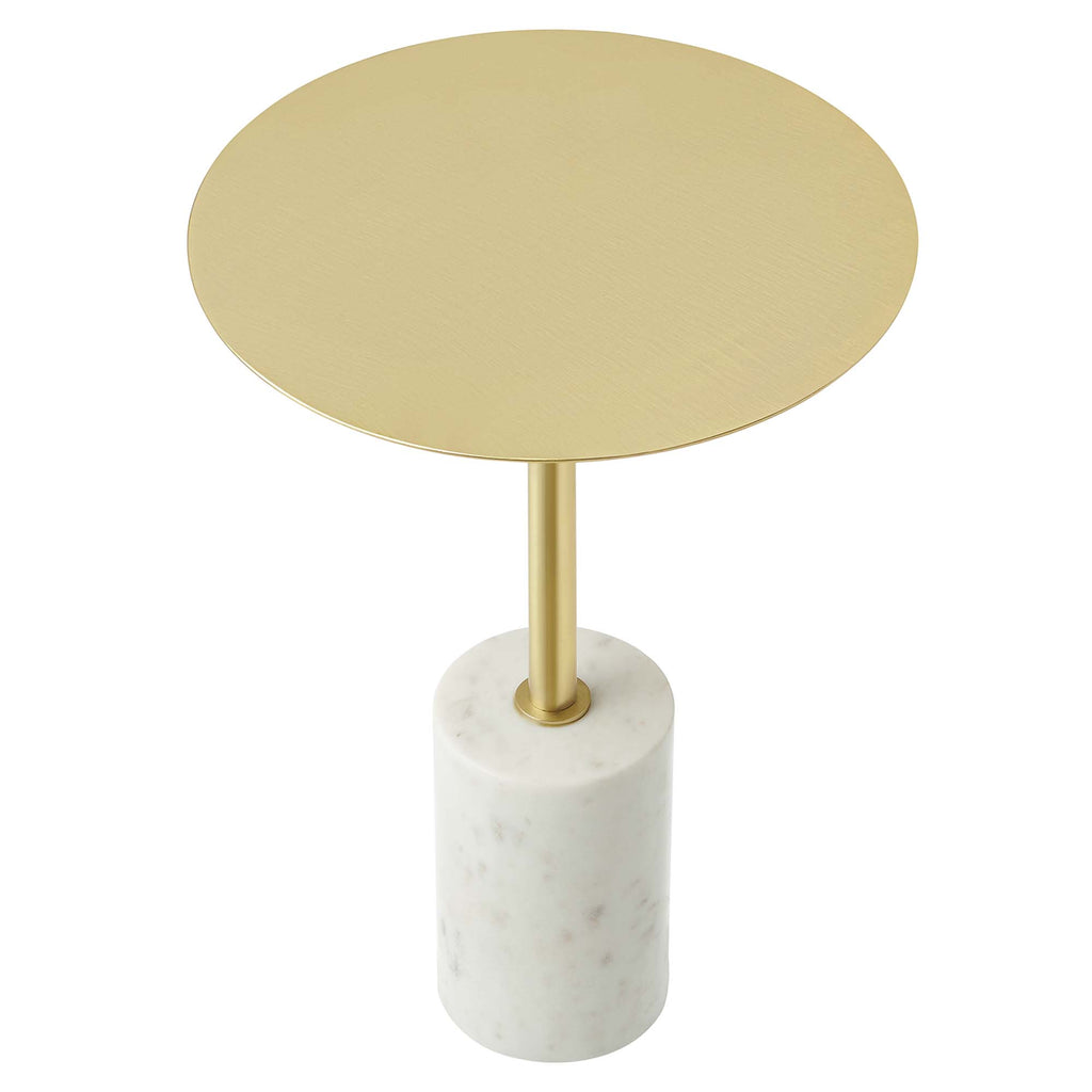 Lyric Round Side Table - White Brass