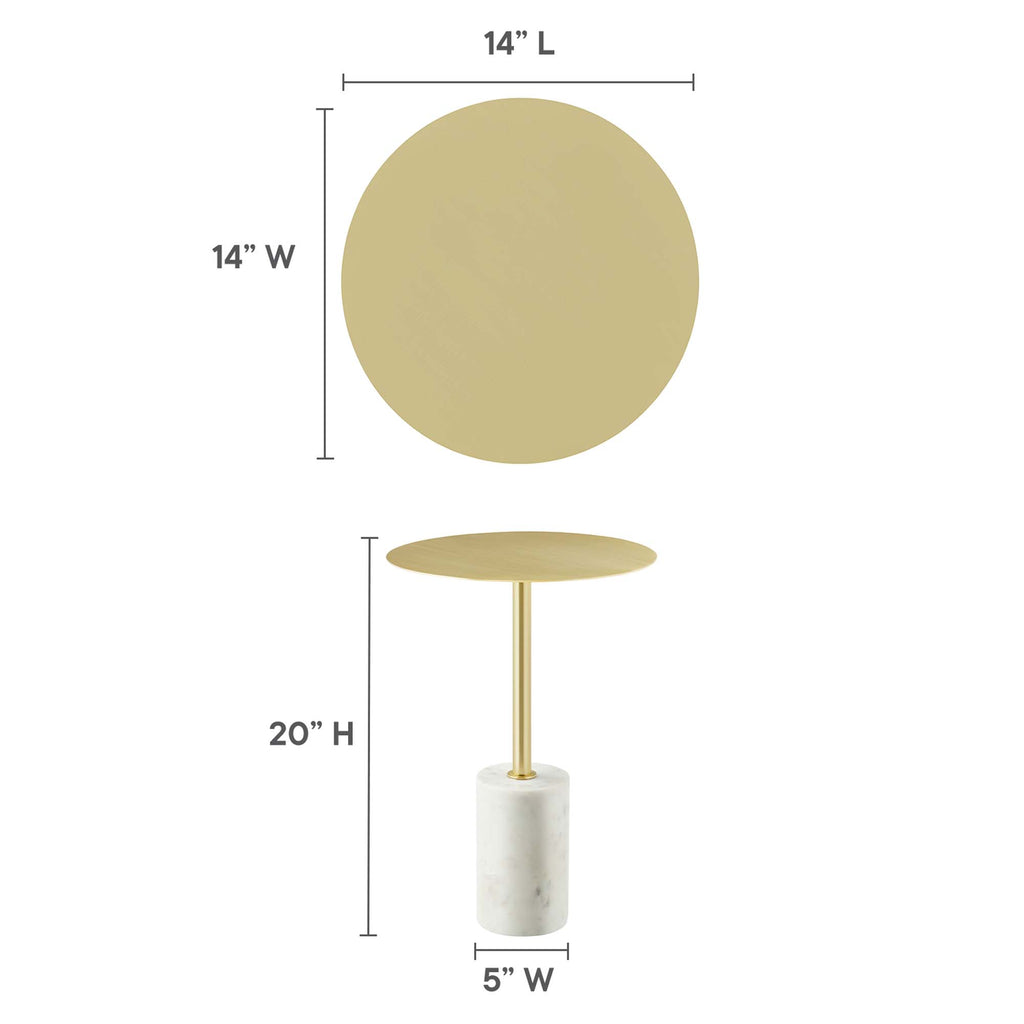 Lyric Round Side Table - White Brass