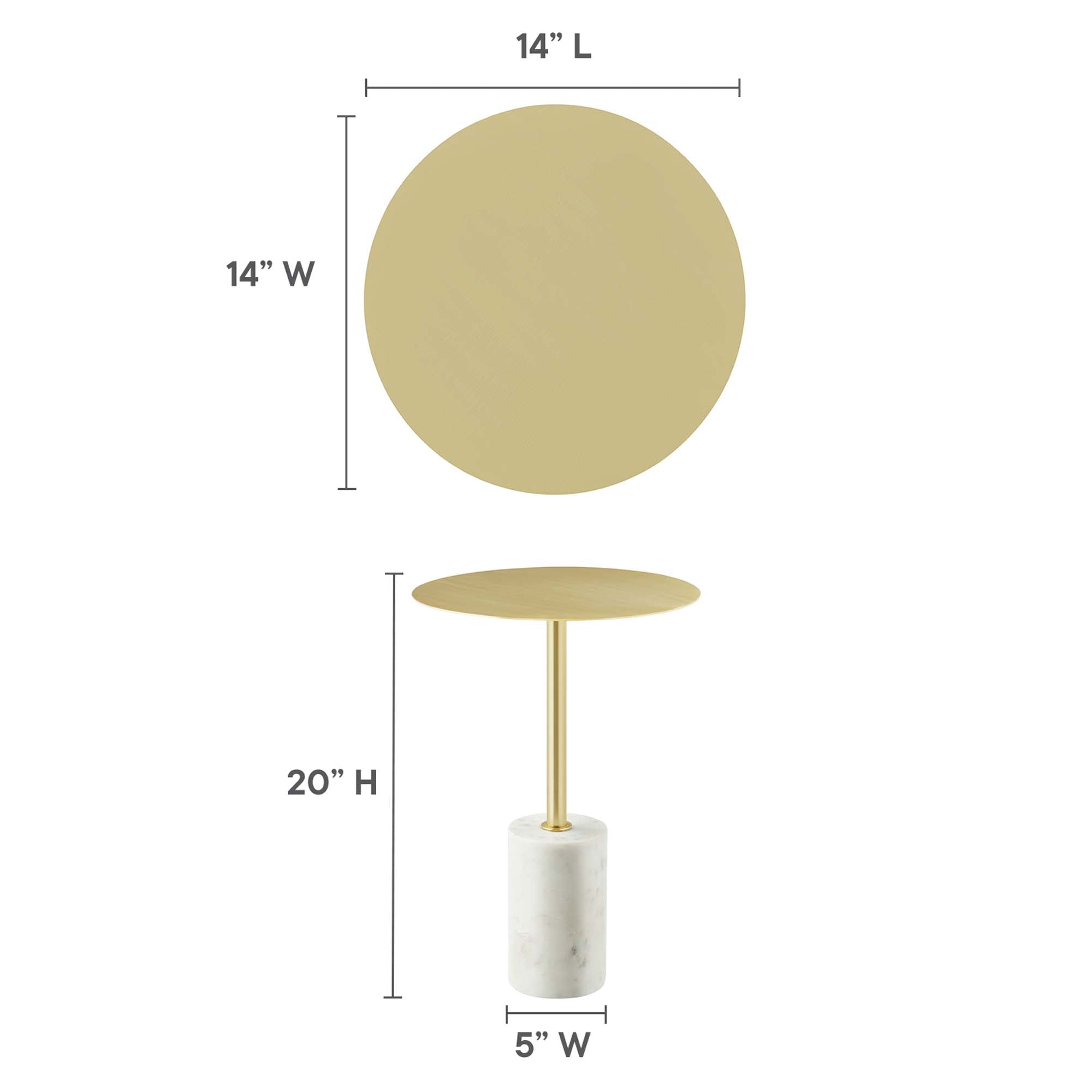 Lyric Round Side Table - White Brass