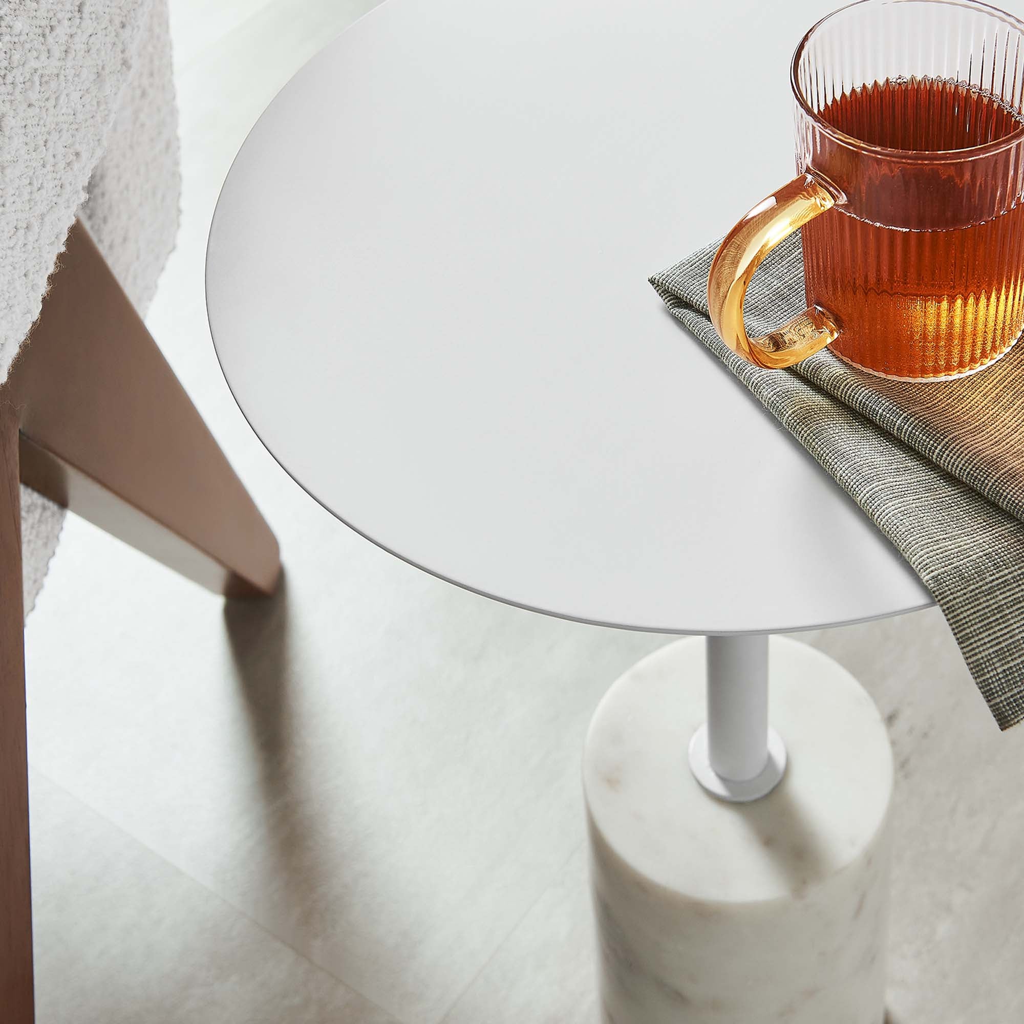 Lyric Round Side Table - White White
