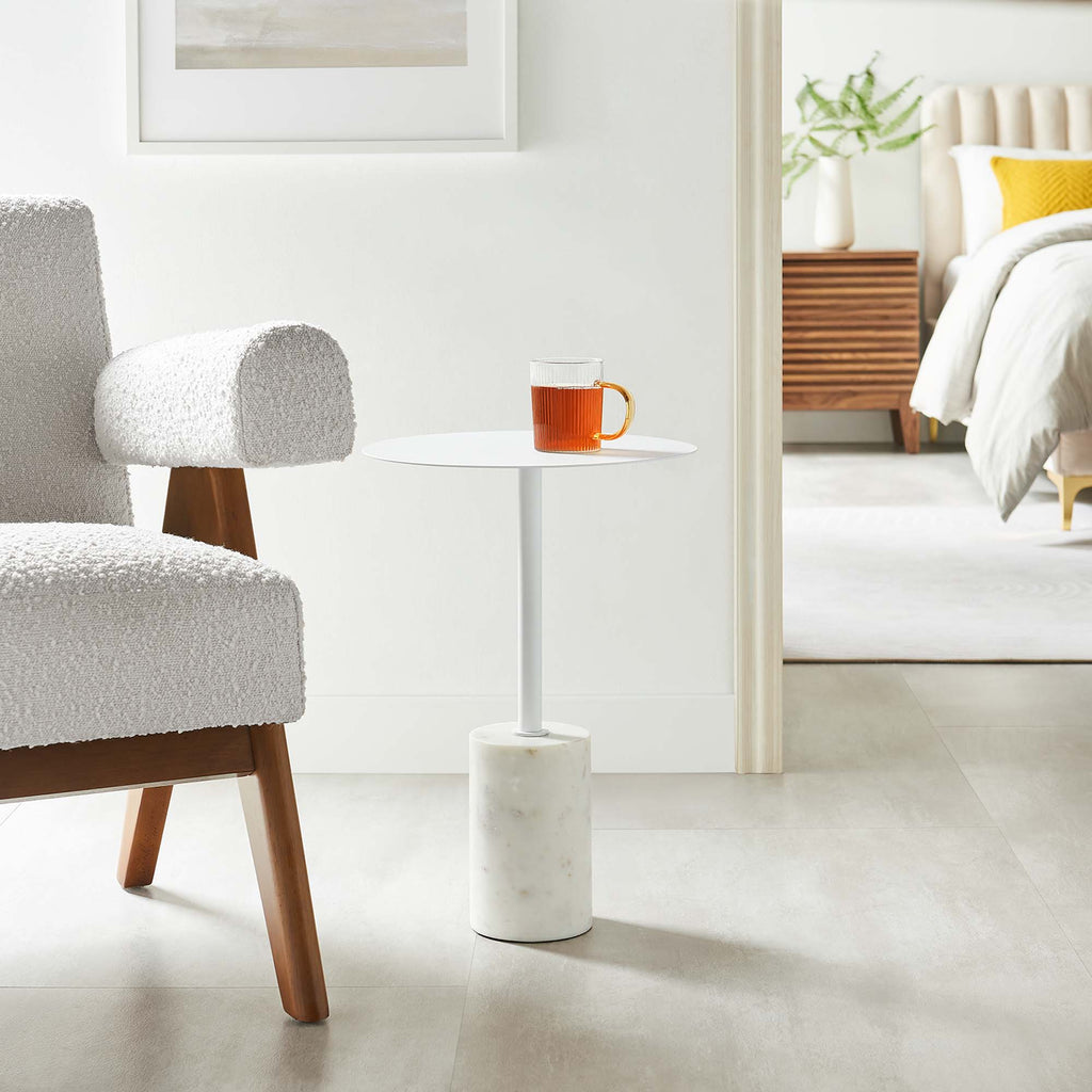 Lyric Round Side Table - White White