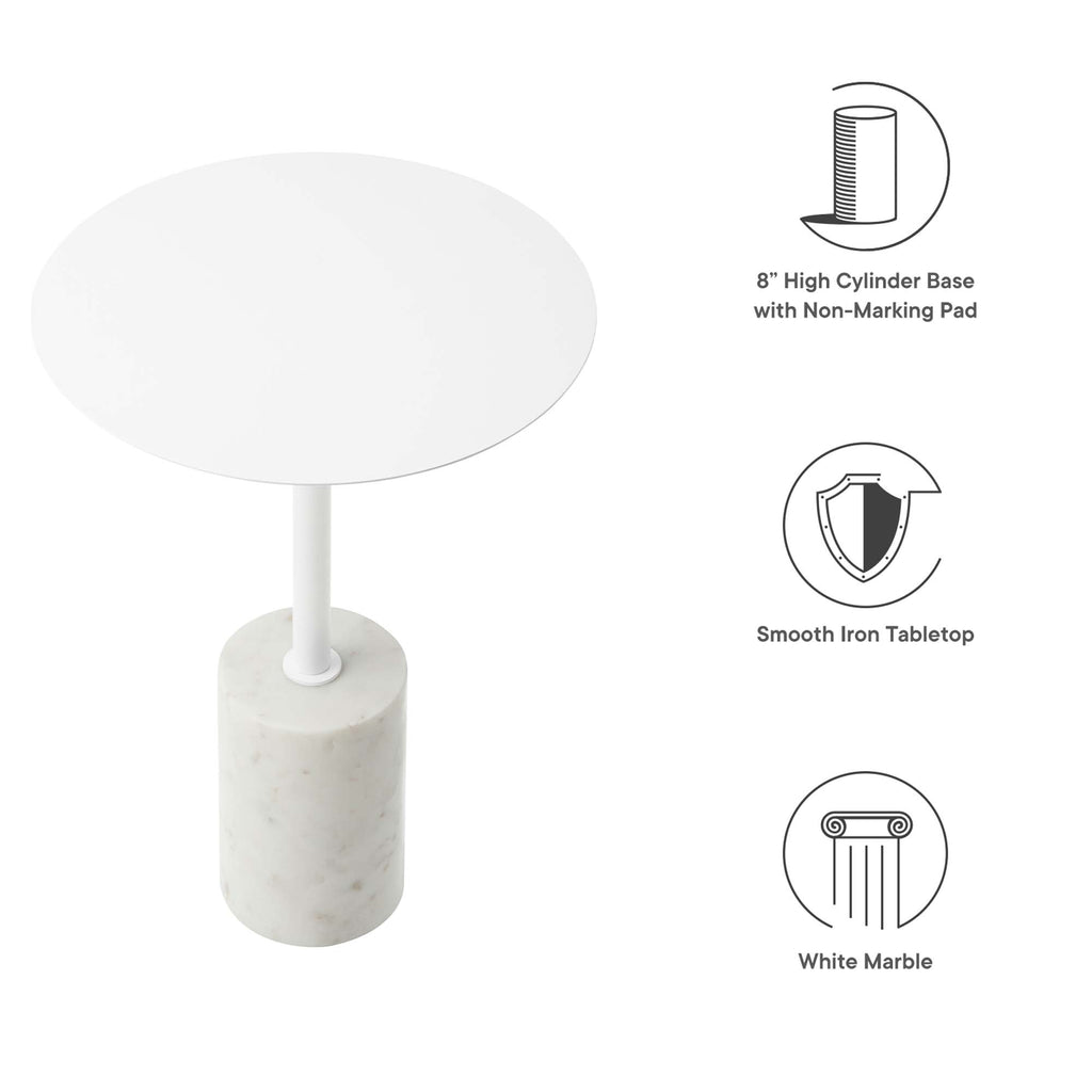 Lyric Round Side Table - White White