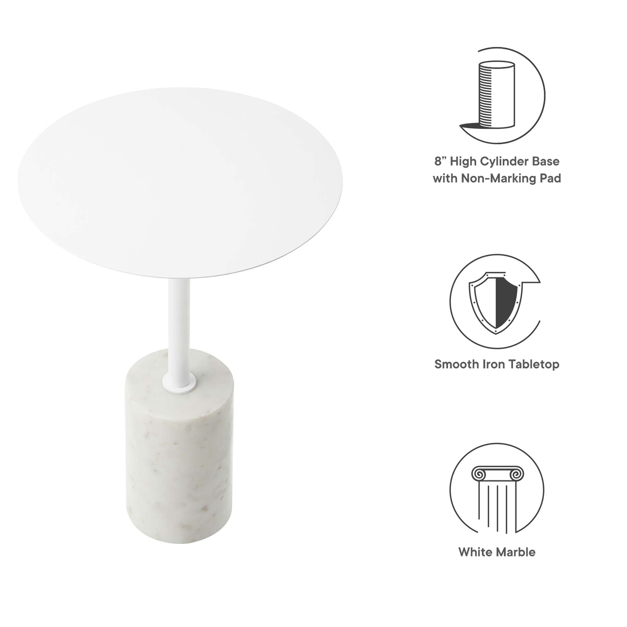 Lyric Round Side Table - White White