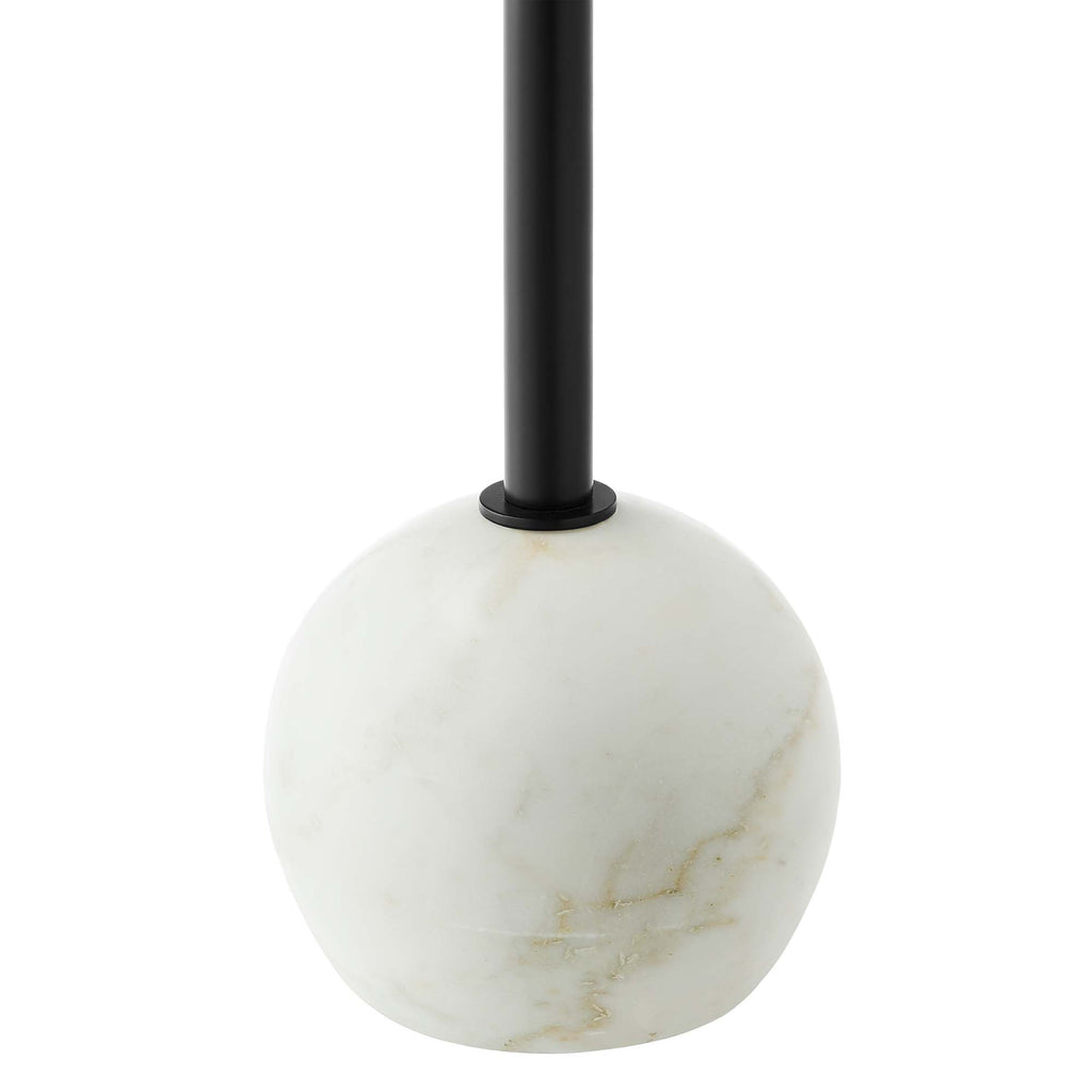 Aliza Round White Marble Side Table - White Black