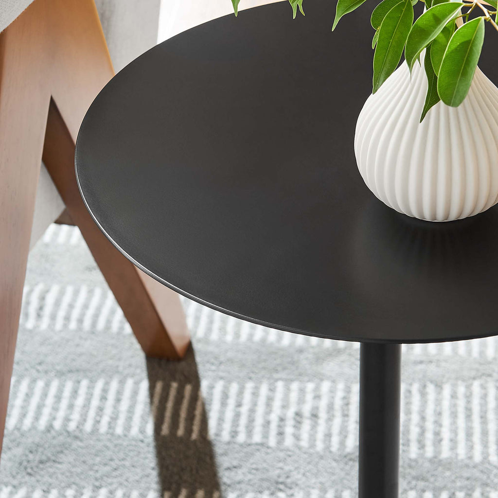 Aliza Round White Marble Side Table - White Black