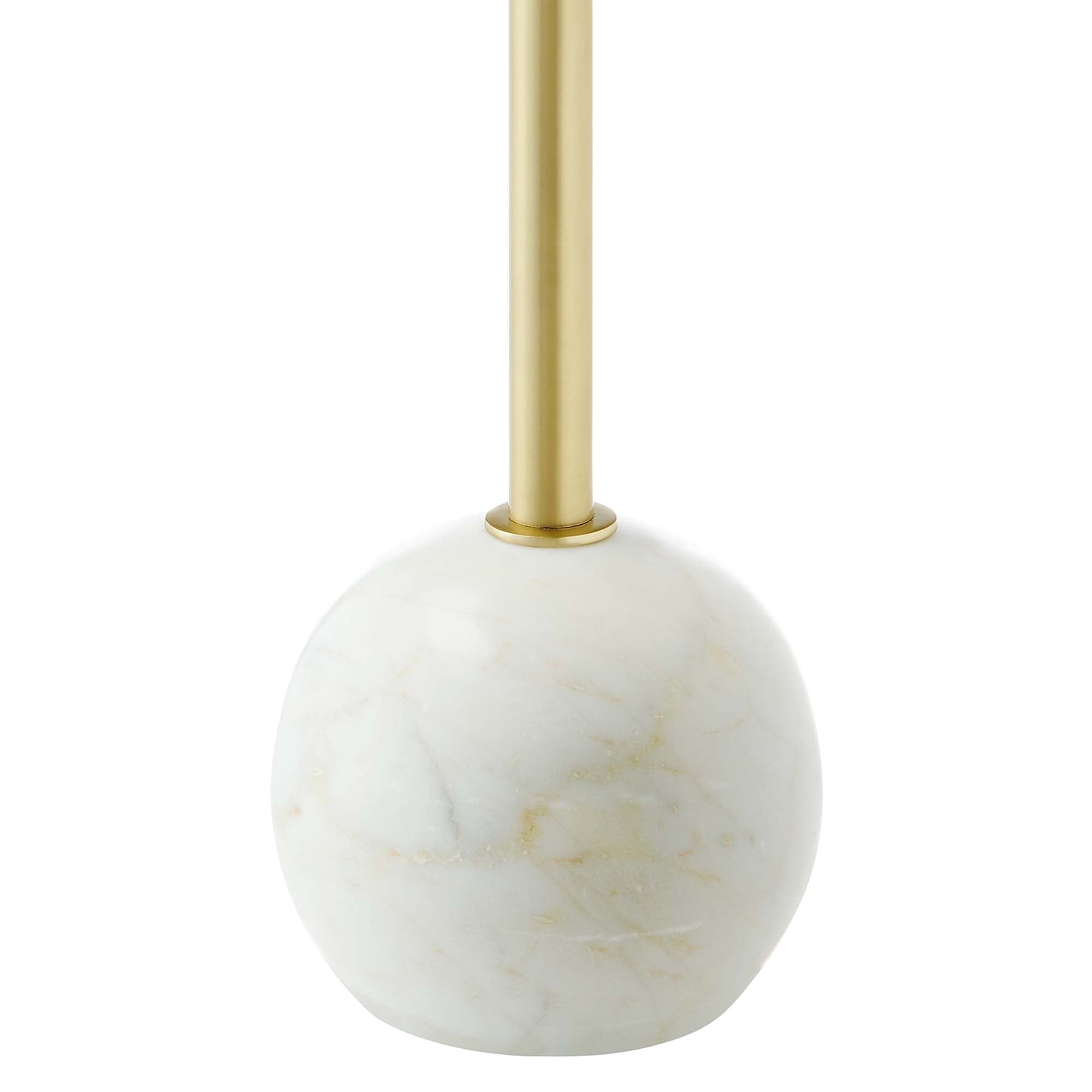 Aliza Round White Marble Side Table - White Brass