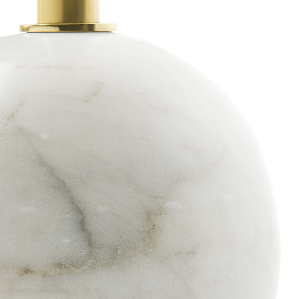 Aliza Round White Marble Side Table - White Brass