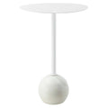 Aliza Round White Marble Side Table - White White