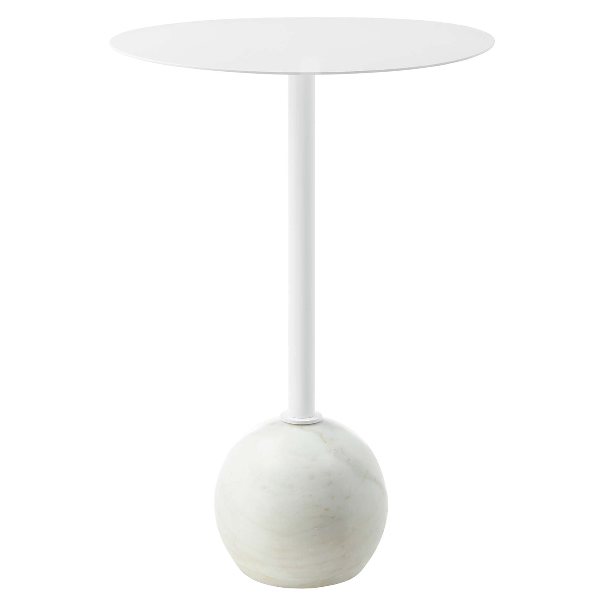 Aliza Round White Marble Side Table - White White