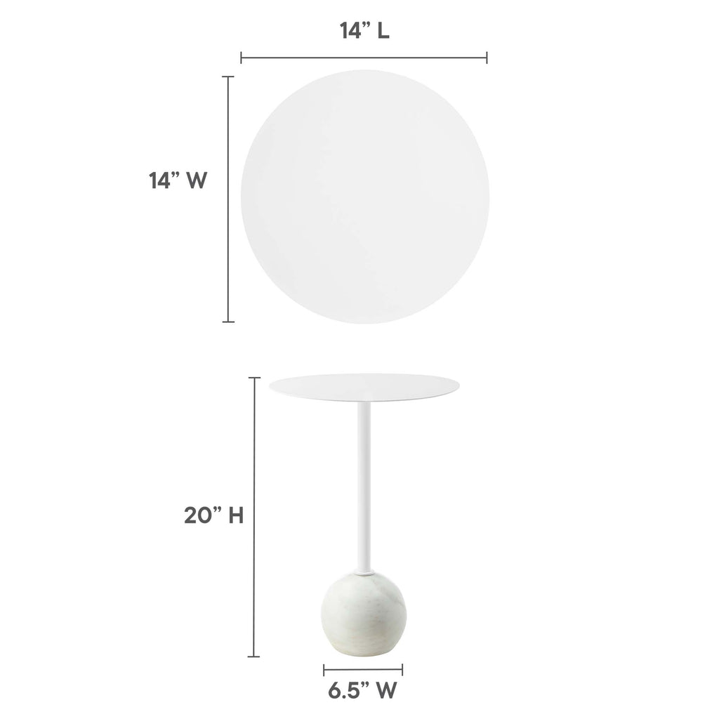 Aliza Round White Marble Side Table - White White
