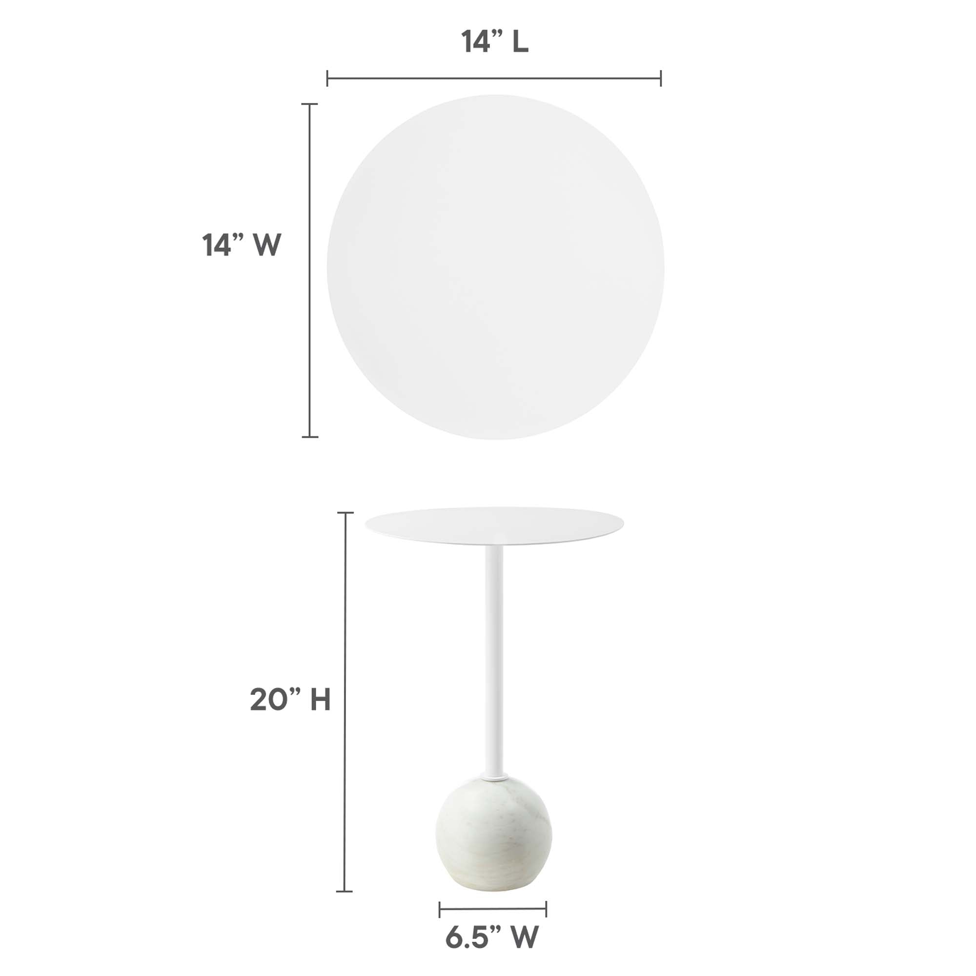 Aliza Round White Marble Side Table - White White