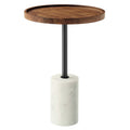 Amina Round Acacia Wood Side Table - White Light Oak