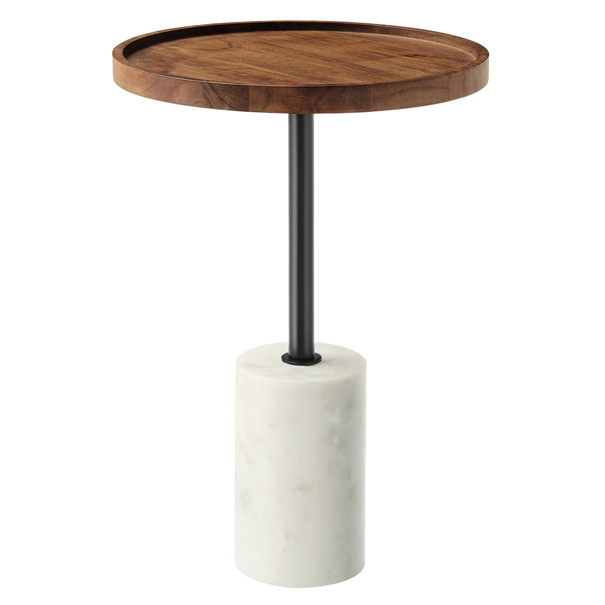 Amina Round Acacia Wood Side Table - White Light Oak