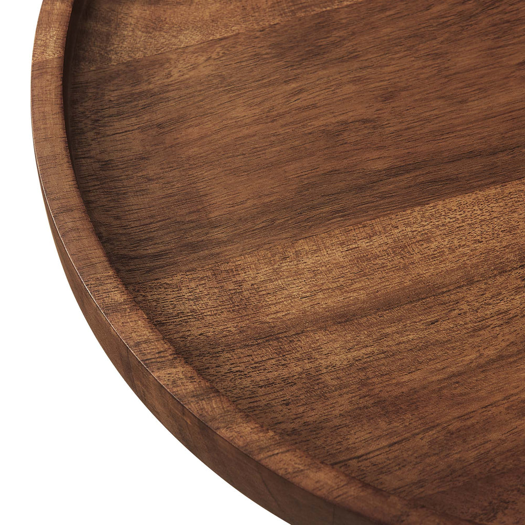 Amina Round Acacia Wood Side Table - White Light Oak