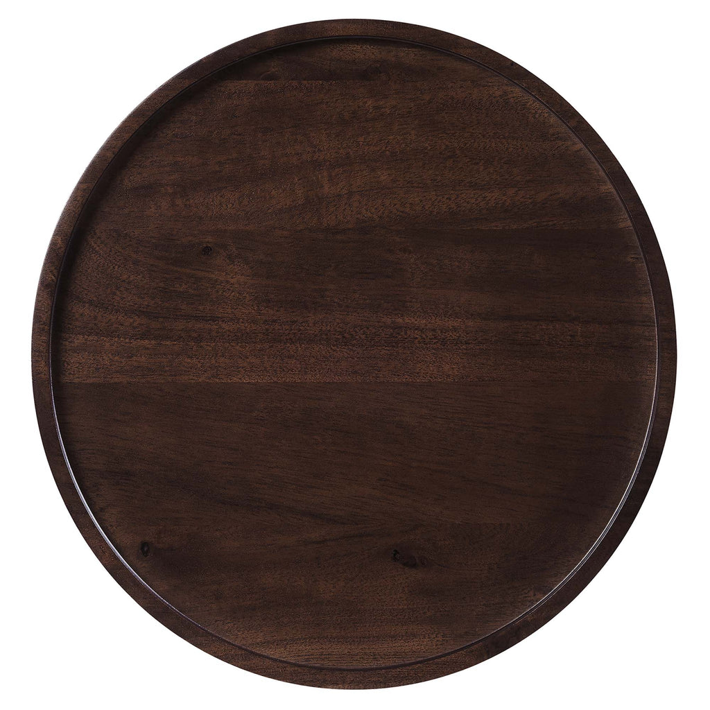 Amina Round Acacia Wood Side Table - White Walnut