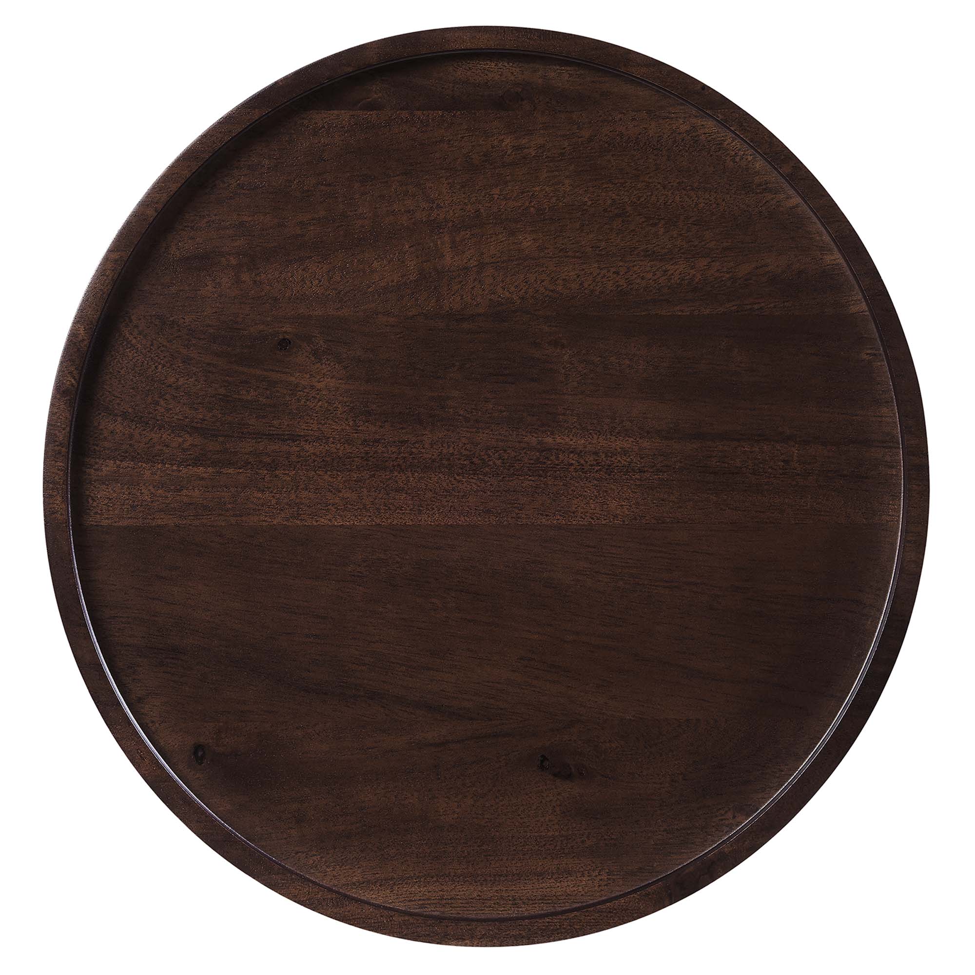 Amina Round Acacia Wood Side Table - White Walnut