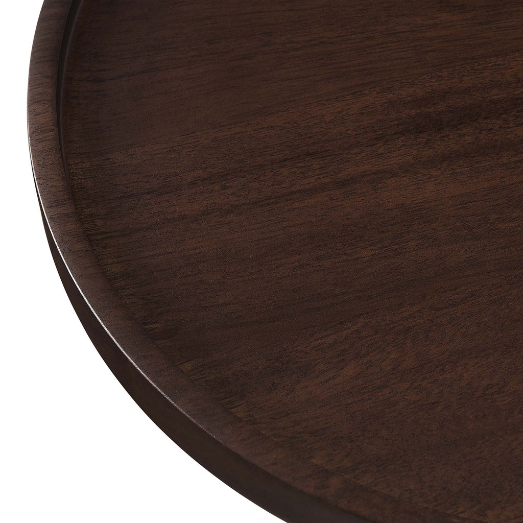 Amina Round Acacia Wood Side Table - White Walnut