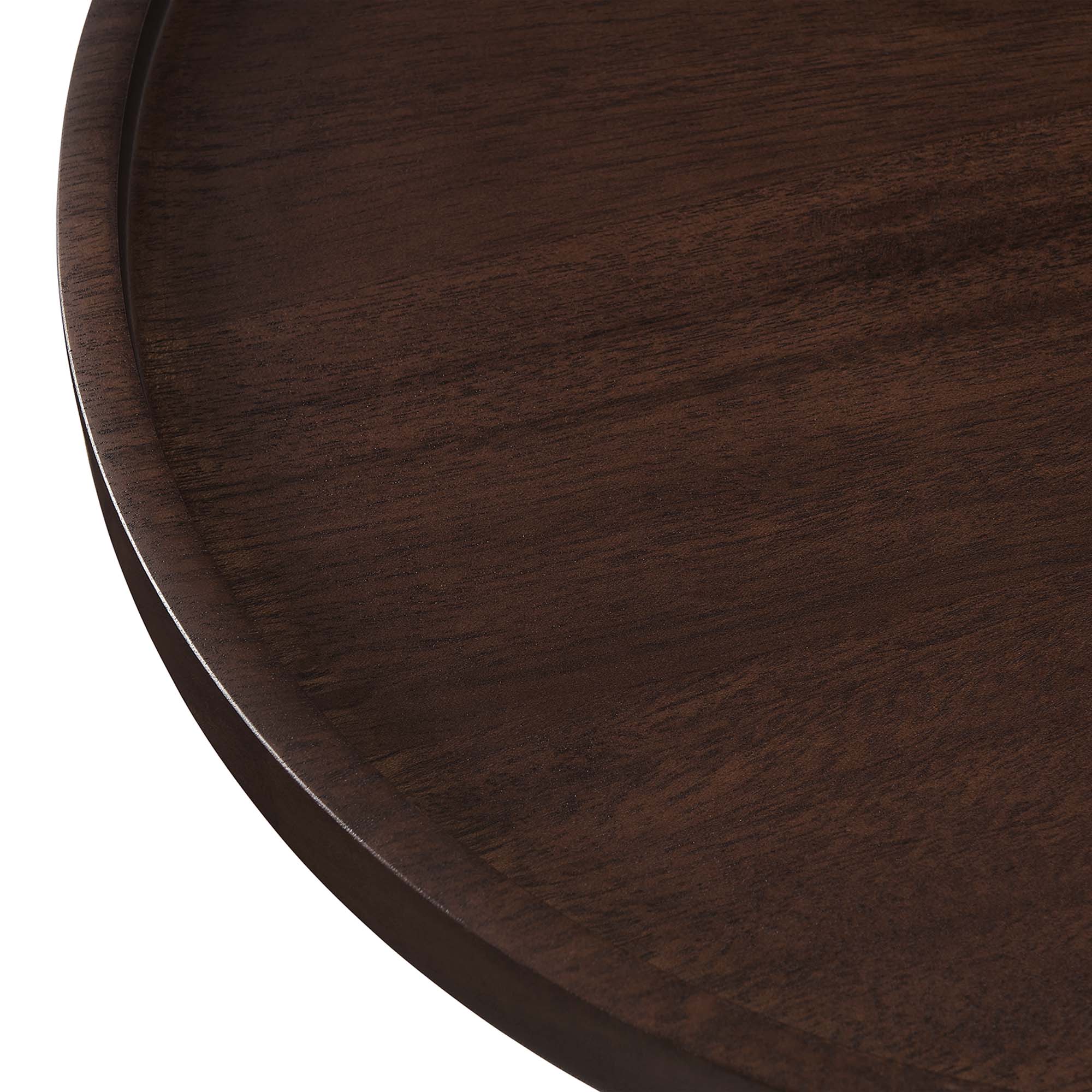 Amina Round Acacia Wood Side Table - White Walnut