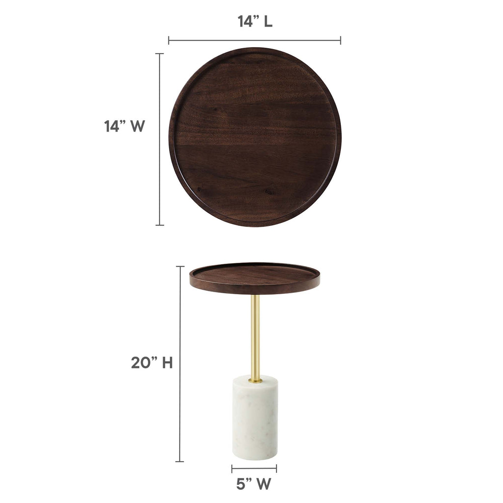 Amina Round Acacia Wood Side Table - White Walnut