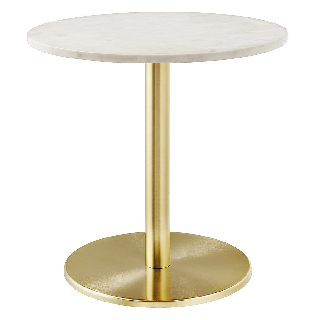 Viva Round White Marble Side Table - Brass White