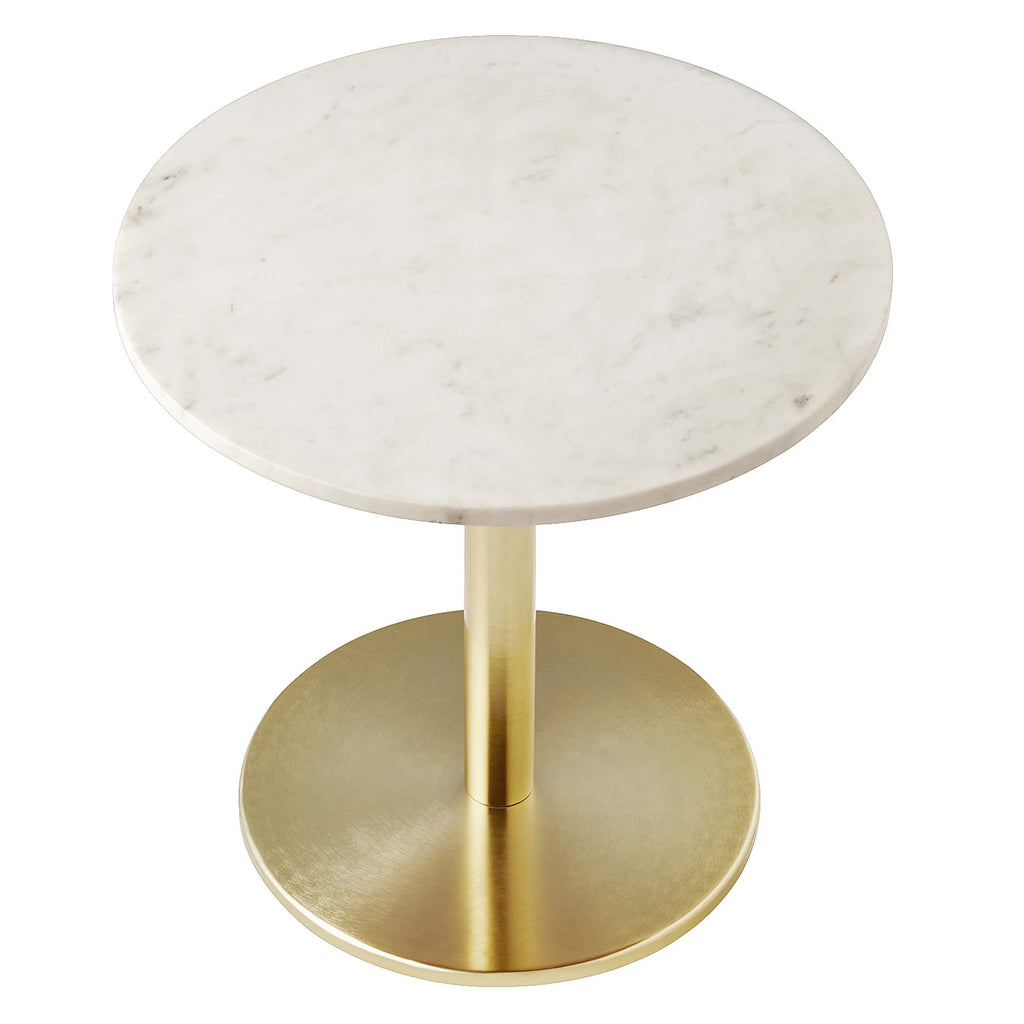 Viva Round White Marble Side Table - Brass White